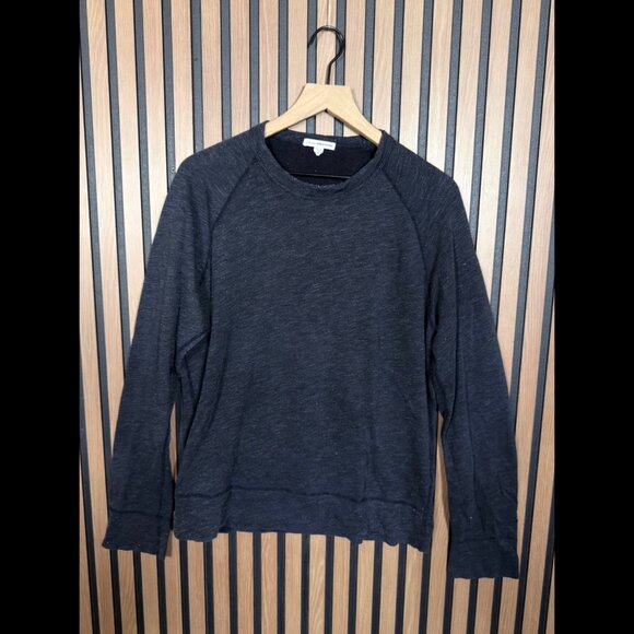 James Perse Sweatshirt 1 / Small Mens Blue Heather Raglan Long Sleeve Crewneck - Picture 1 of 7